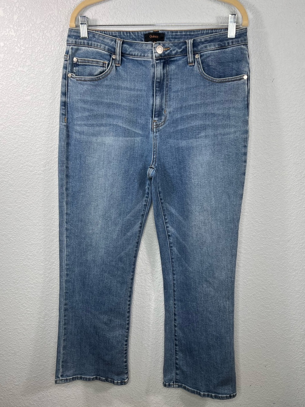 Quince Women’s Stretch High Rise Kick Flare Jeans Medium Wash / 32 / 26